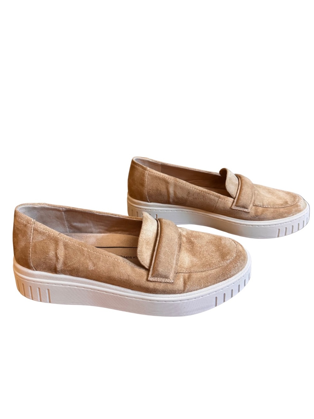 LifeStride Tan Suede Look Penny Loafer Platform Sneakers Size 8.5 Wide